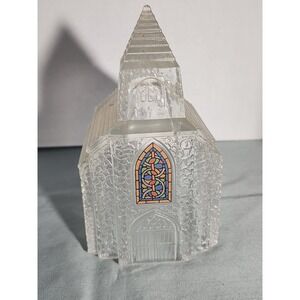 Avon Vintage Pressed Clear Glass Church Stained Glass Figurine (Missing Base)